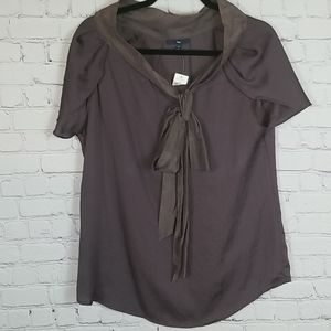 GAP Tie Neck Short Tulip Sleeve Career Blouse